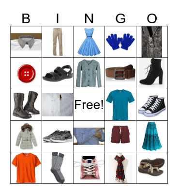 Clothes Bingo Card