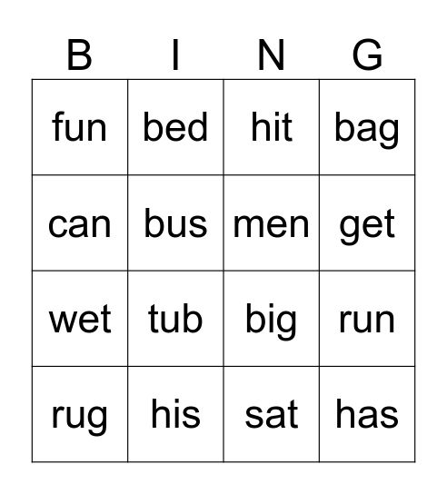Ed Bingo Card