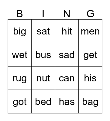 Ed Bingo Card