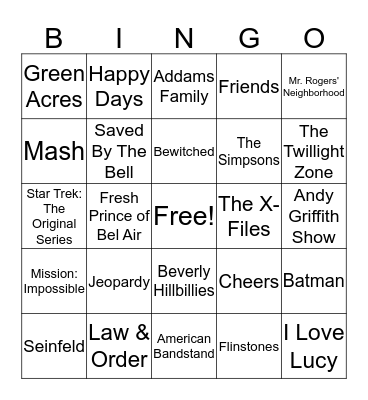 Name the TV Show! Bingo Card