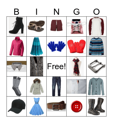 Clothes Bingo Card