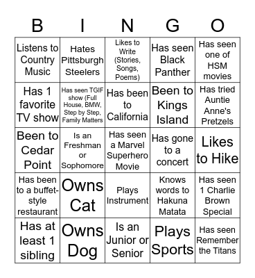 CRU BINGO LOTTO Bingo Card