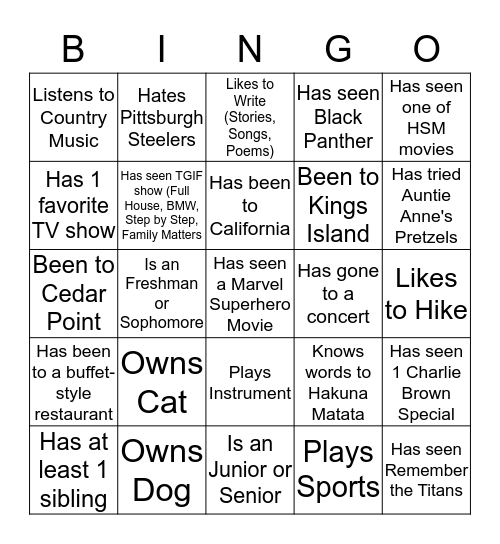 CRU BINGO LOTTO Bingo Card