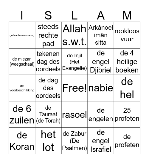 Islamolingo Bingo Card