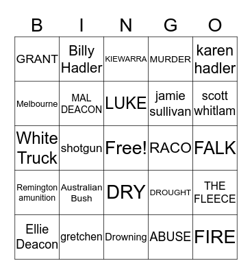 THE DRY BY JANE HARPER Bingo Card