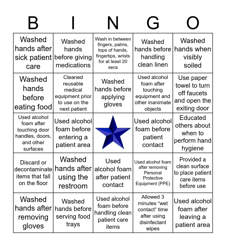 HAND HYGIENE BINGO Card