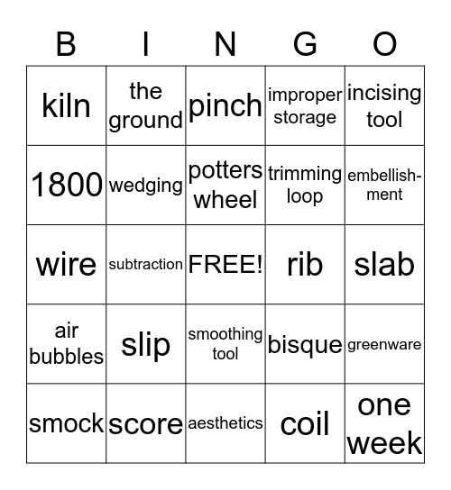 ceramics Bingo Card