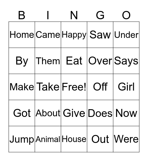 2G Power Words Bingo Card