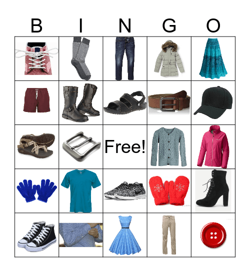 Clothes Bingo Card