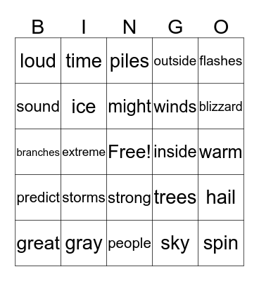 Stormy Weather Bingo Card