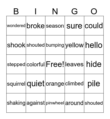 Happy Fall Bingo Card