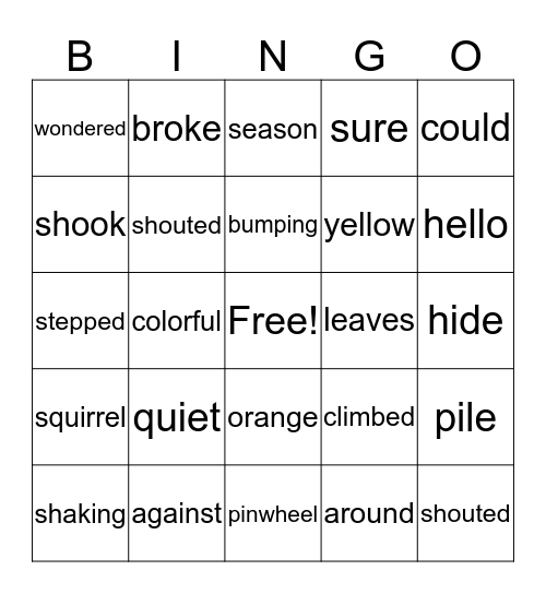 Happy Fall Bingo Card