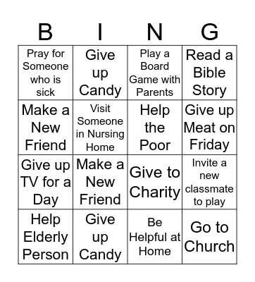 Lent Bingo Card