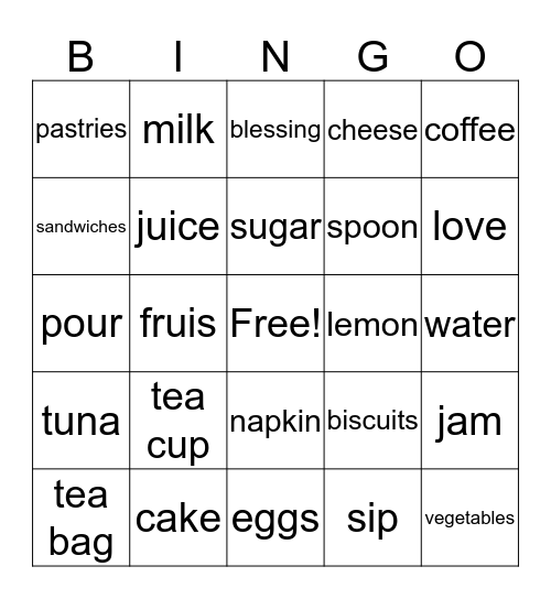 My Cup Overflows With Blessings! Bingo Card