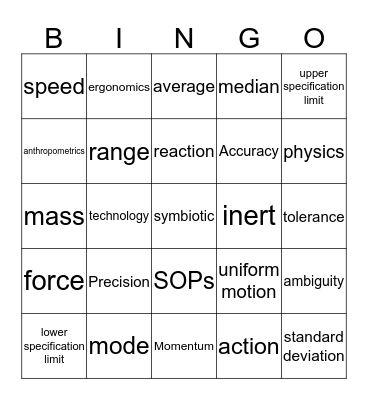 Technological Design Module 1 Vocabulary Bingo Card