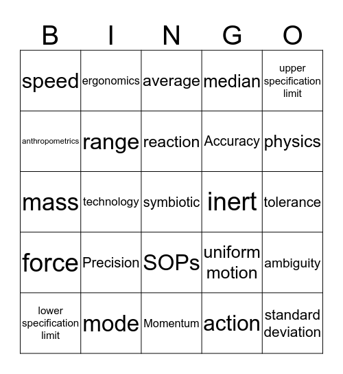 Technological Design Module 1 Vocabulary Bingo Card