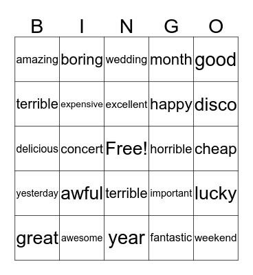 Sports Bingo Card