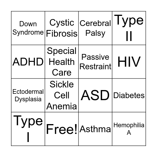 BC's 4-in-a-Row Bingo Card