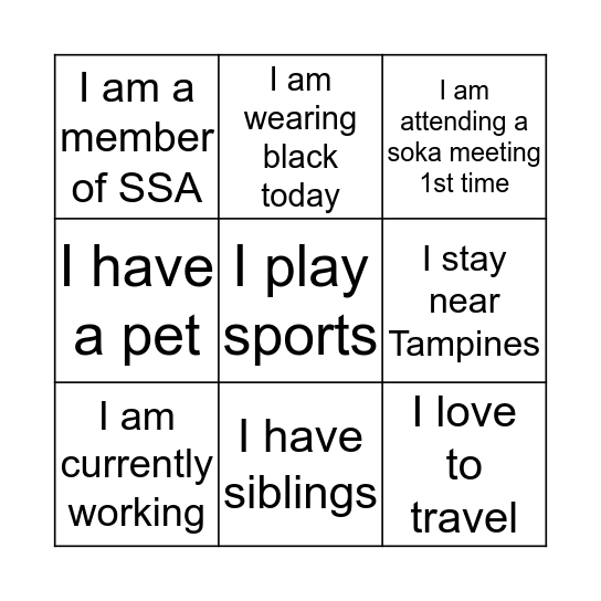 Youth Meeting  Bingo Card