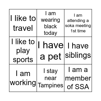 Youth Meeting  Bingo Card