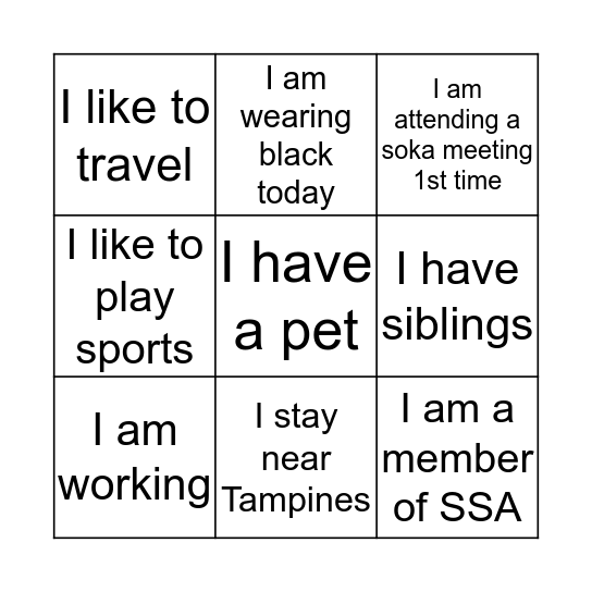 Youth Meeting  Bingo Card