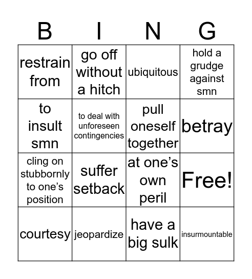 Conflict  Bingo Card