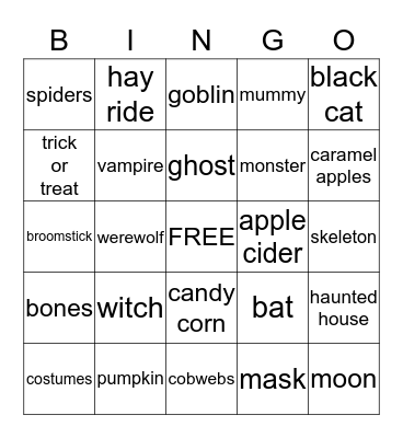 Halloween  Bingo Card