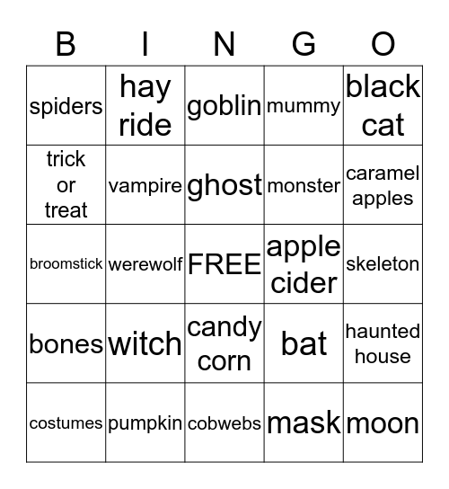 Halloween  Bingo Card