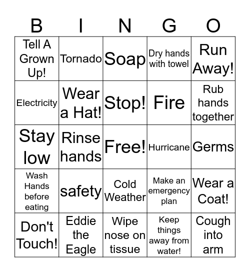 Safety Bingo Card