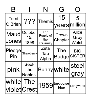 Zingo Bingo Card