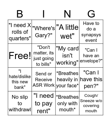First of the month BINGO!  Bingo Card
