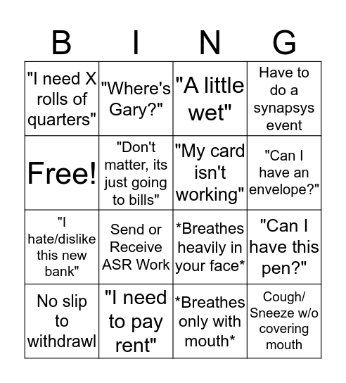 First of the month BINGO!  Bingo Card