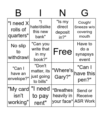 First of the month BINGO!  Bingo Card