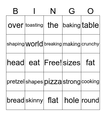 Bread, Bread, Bread Bingo Card