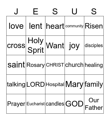 Father Pat's Talk March 1 Bingo Card