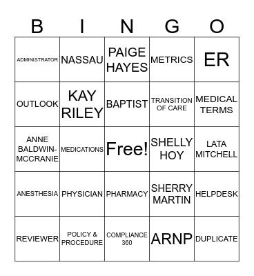 HIM Bingo Card