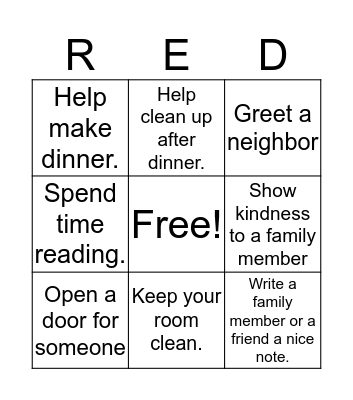 Spring Break Be RED Bingo Card