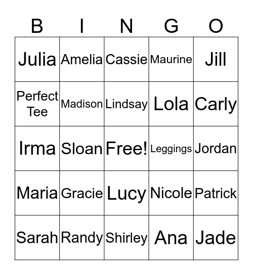 Lularoe Bingo Night Bingo Card