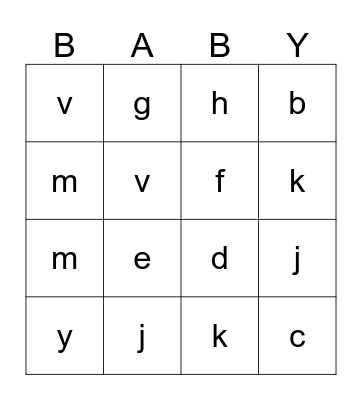 BABY Bingo Card
