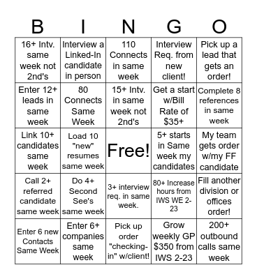 SM Bingo Contest Bingo Card