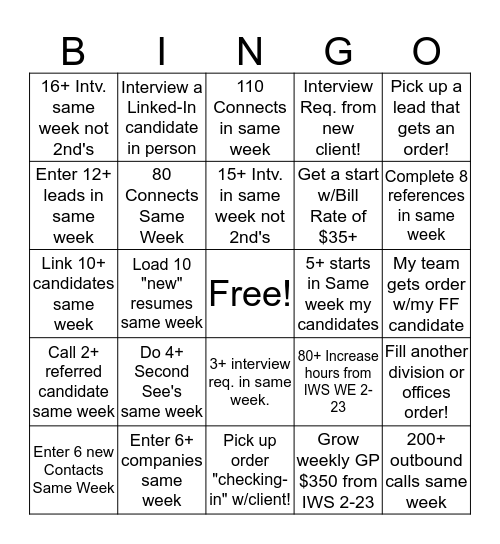 SM Bingo Contest Bingo Card