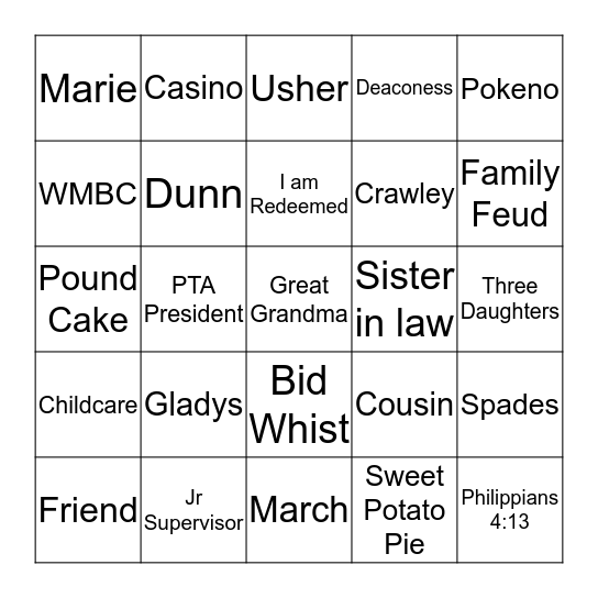 GLADYS Bingo Card