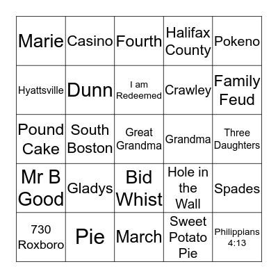 GLADYS Bingo Card