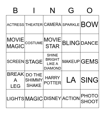 EMMA'S HOLLYWOOD Bingo Card