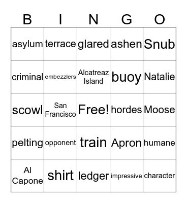 "Al Capone Does My Shirts" Vocabulary  Bingo Card