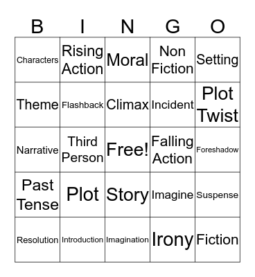 Short Story Bingo Card