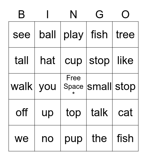 Hop On Pop Bingo Card