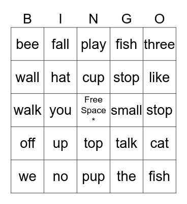 Hop On Pop Bingo Card