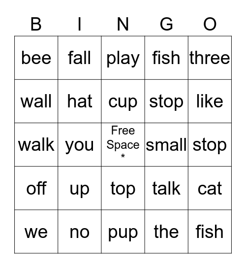 Hop On Pop Bingo Card