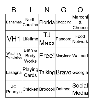 Family & Friends Bingo Card